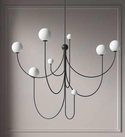 现代金属吊灯3D模型下载